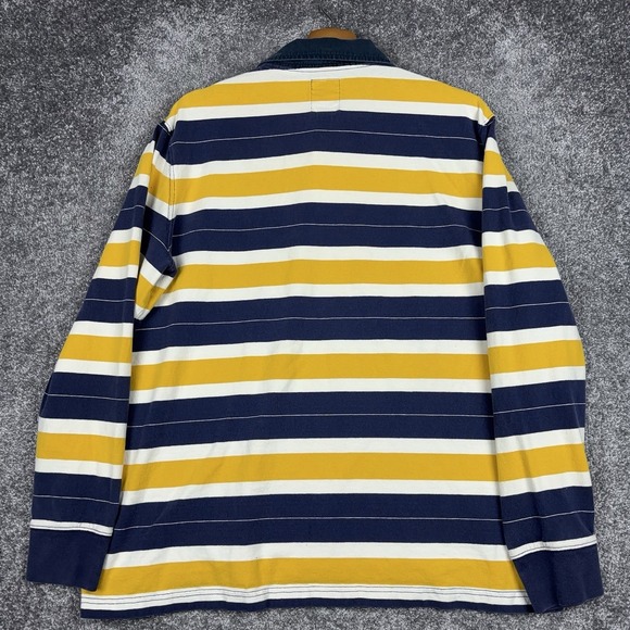 Vintage Lands End Rugby Shirt Men's XL Heavy Cotton Long Sleeve Striped Preppy - Picture 4 of 9